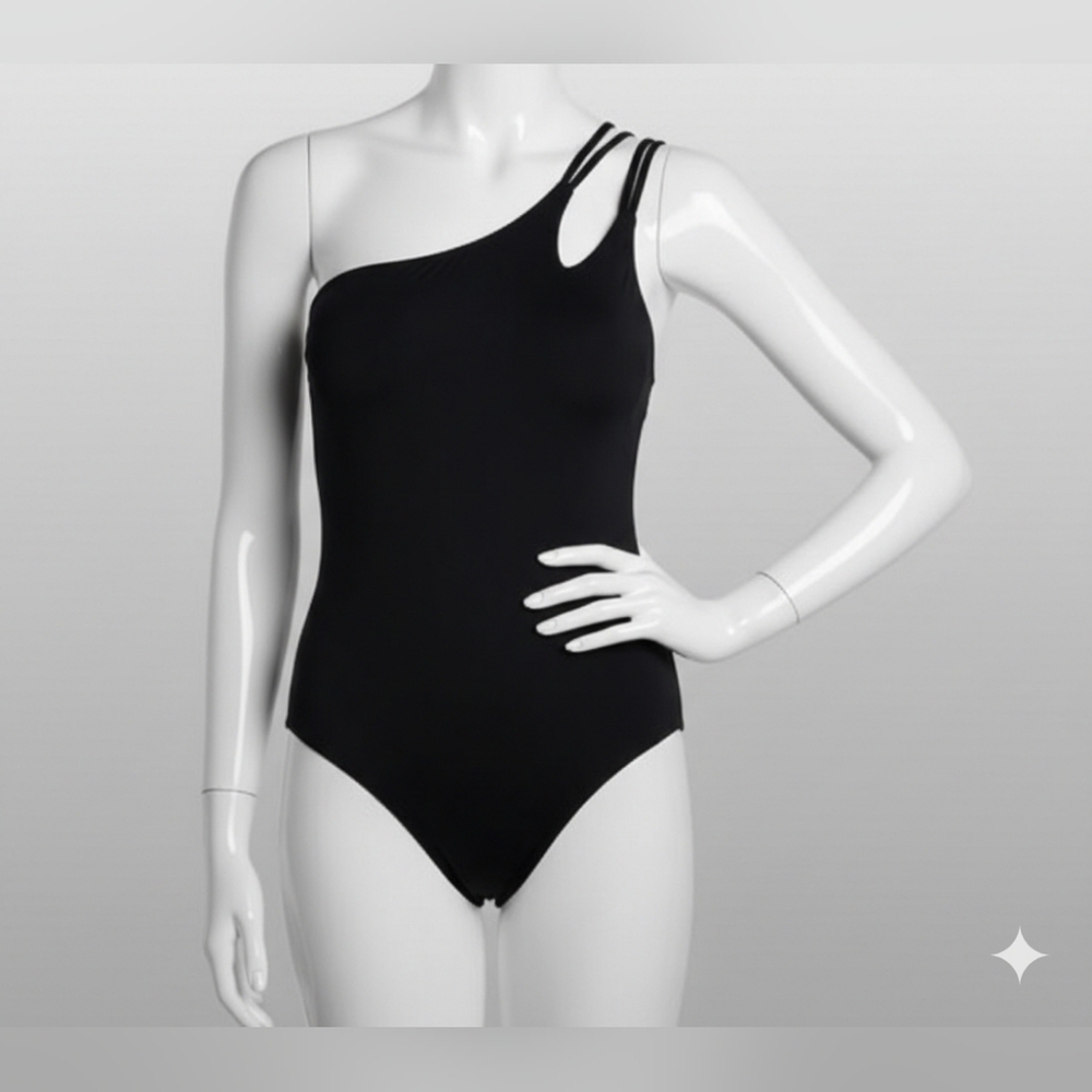 La Blanca Black One-Shoulder Swim One Piece